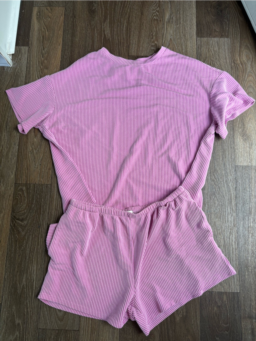 Women’s Ribbed Pink lounge set - top and shorts